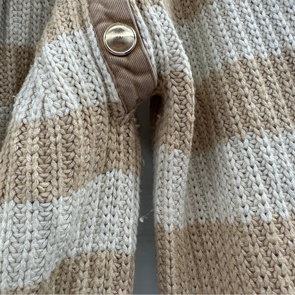 RTR Derek Lam Collective Button Cowl Neck Tan & Cream Striped Sweater Sz M - Picture 12 of 16